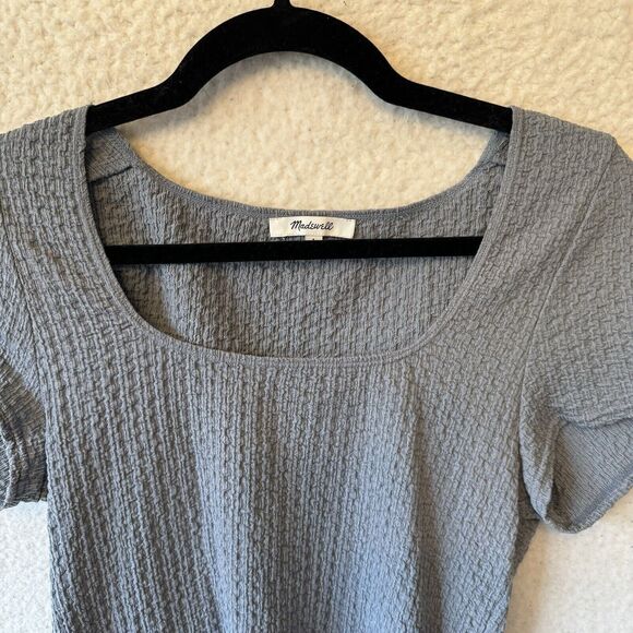 Madewell Shirt Size Large Popcorn Top Teapot Blue Short‎ Sleeve - Picture 4 of 9